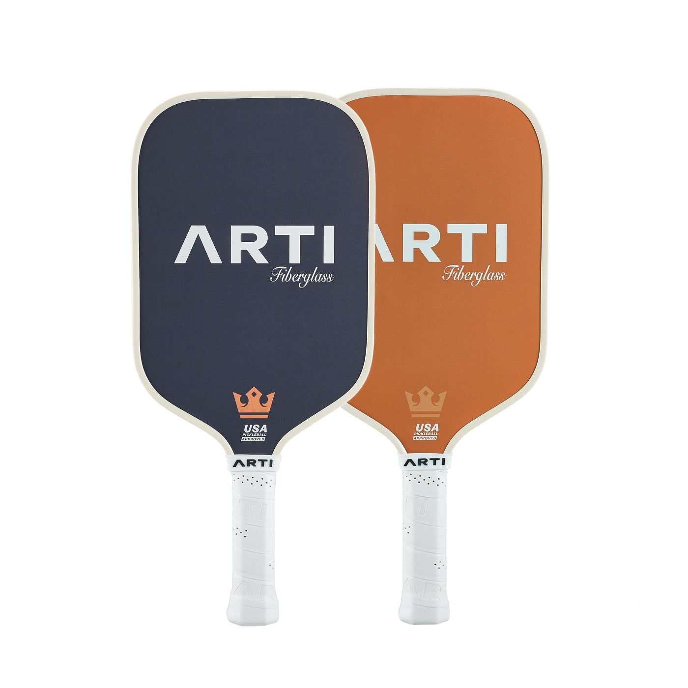 ARTI Dogs fiberglass pickleball paddles, navy and terracotta back faces with USA Pickleball Approved mark (image 5)