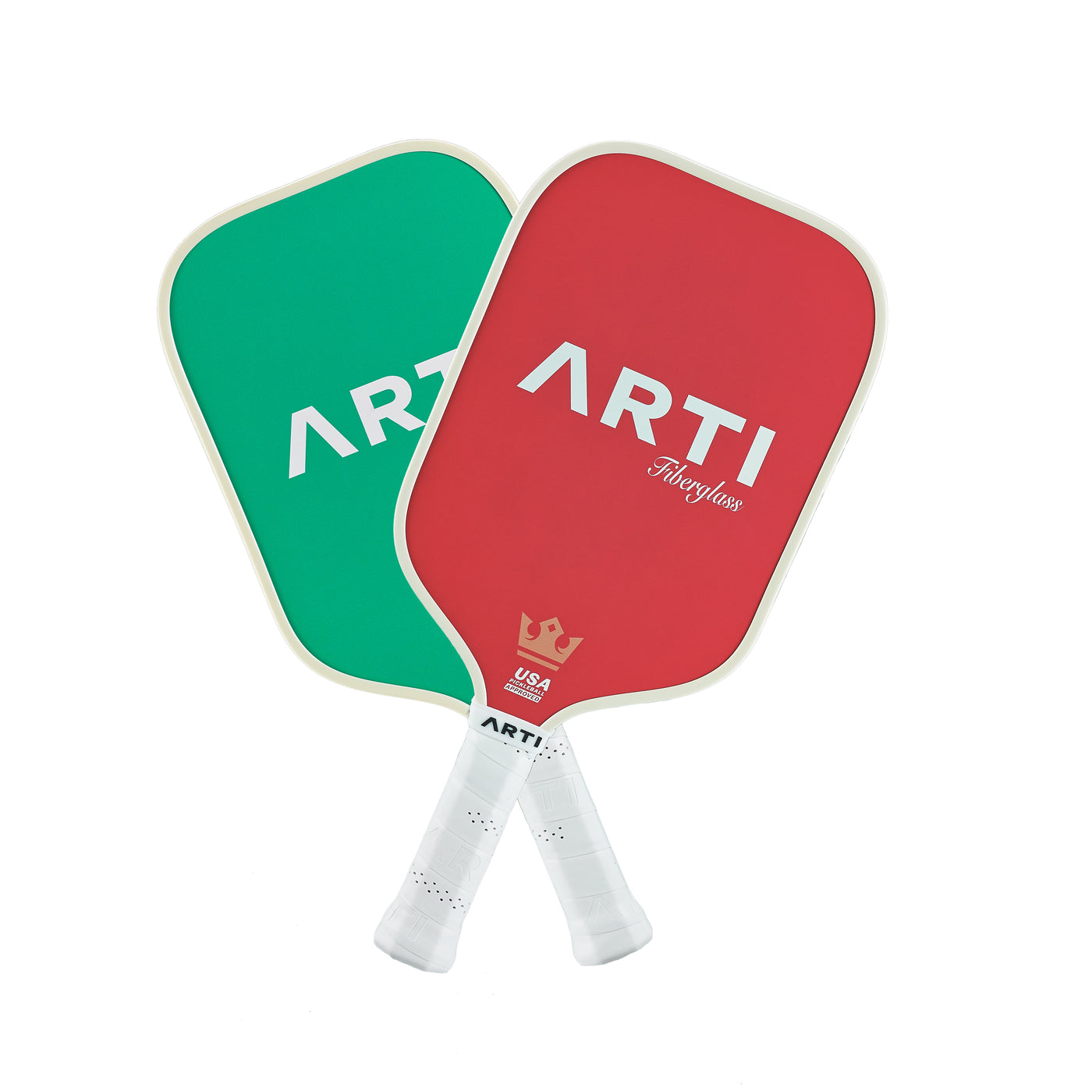 ARTI Drinks fiberglass pickleball paddles, red and green back faces crossed (image 6)